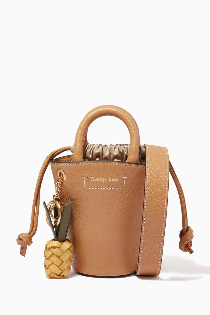 

Mini Cecilya Tote Bag in Leather, Brown