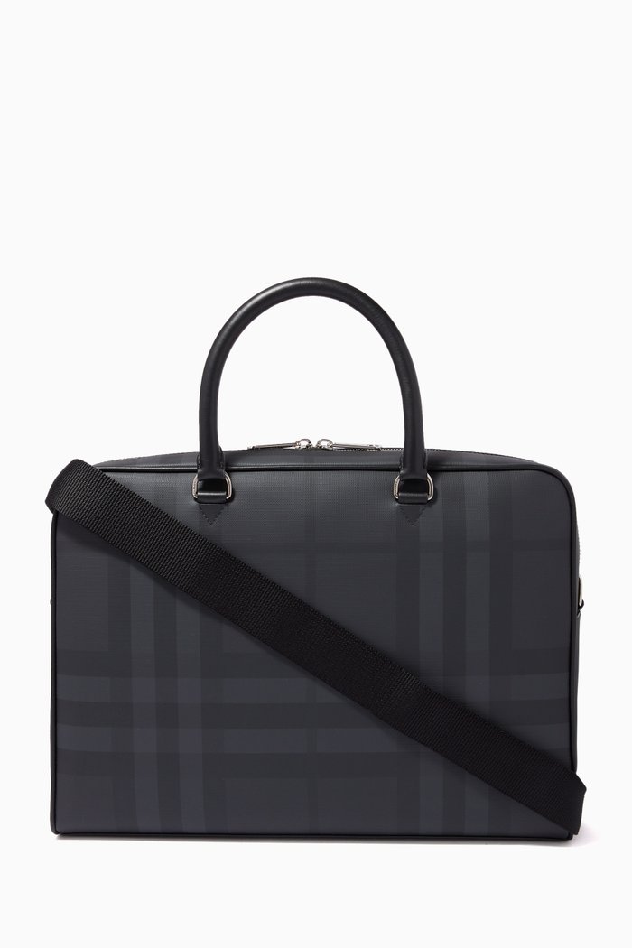 

Briefcase in London Check & Leather, Grey