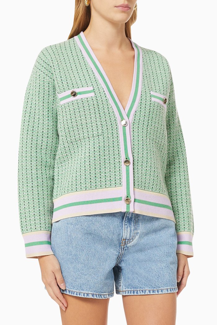 

Cropped Cardigan in Fancy Tweed, Green