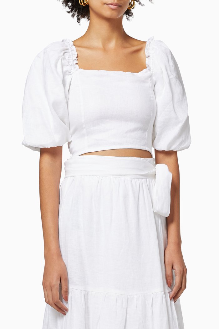 Barnette Top in Linen, White
