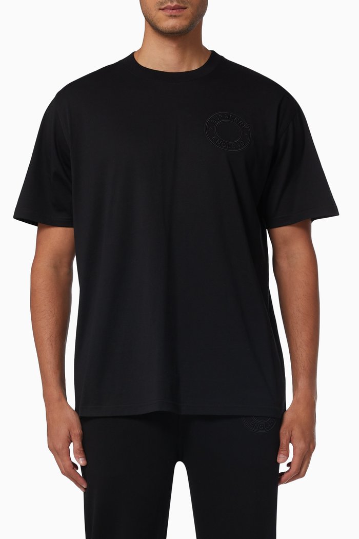 Oversized T-shirt with Logo Graphic in Cotton, Black