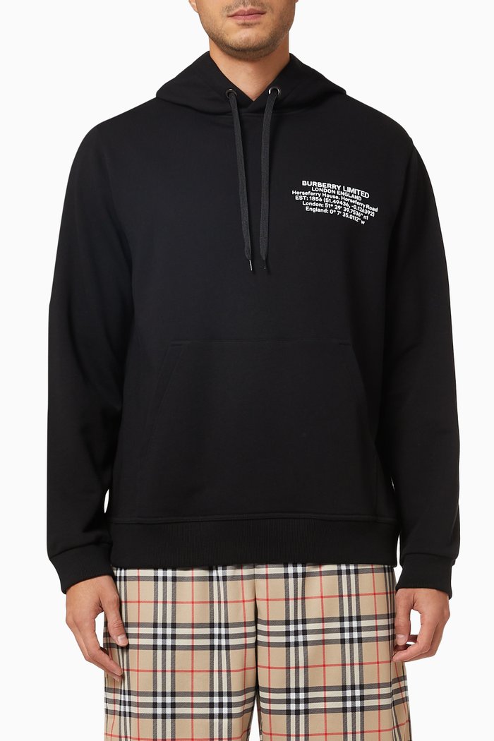 

Hoodie with Location in Cotton, Black