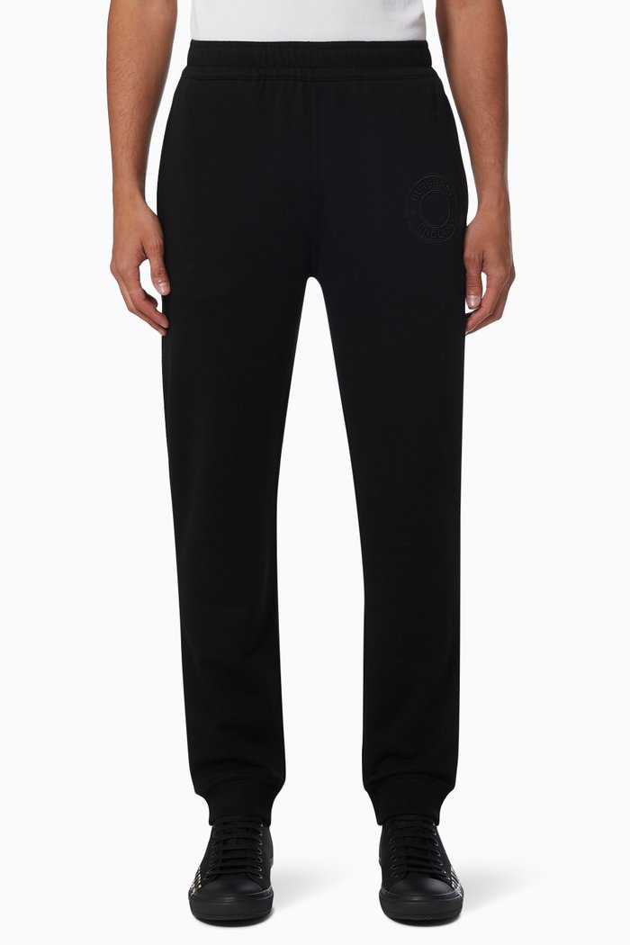

Jogging Pants with Logo Graphic in Cotton, Black