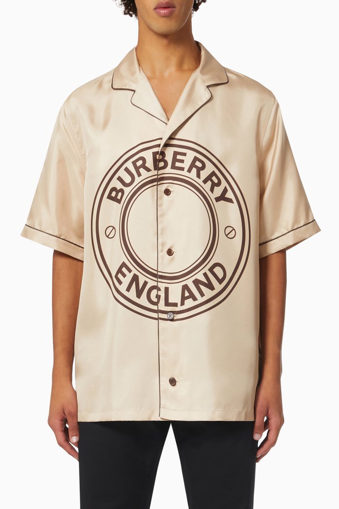 

Logo Graphic Shirt in Silk Twill, Neutral
