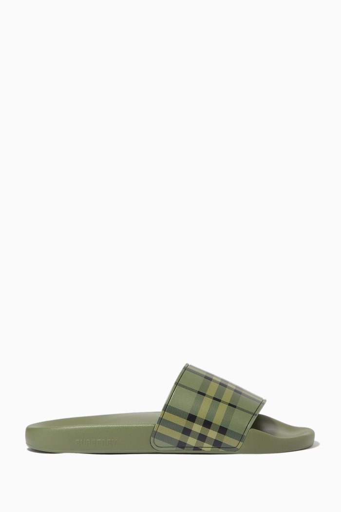 

Slides in Vintage Check, Green
