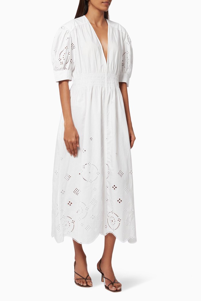 

Broderie Anglaise Dress in Organic Cotton, White