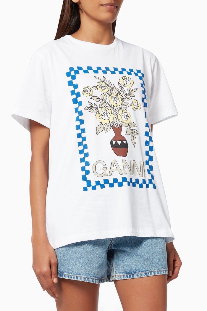 

Graphic Logo Print T-shirt in Organic Cotton, White