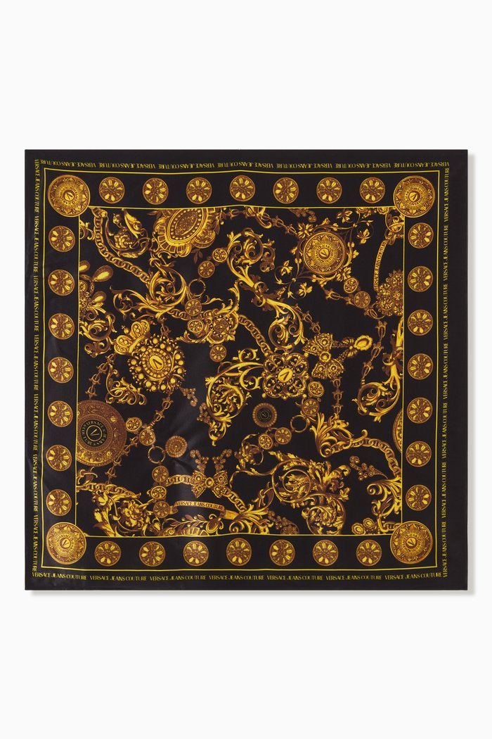 

Classic Baroque Print Scarf in Silk, Black