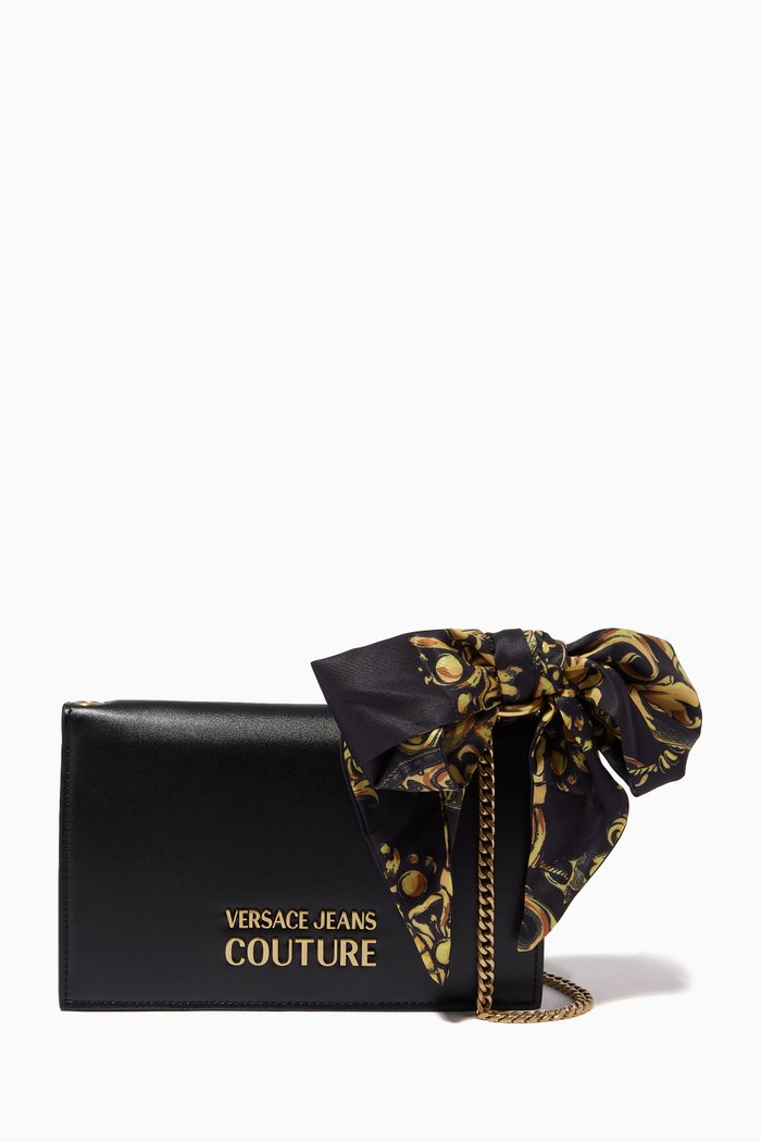 

Logo Wallet with Baroque Scarf in PU Leather, Black