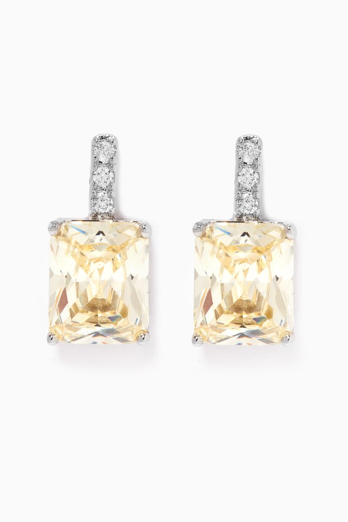 

CZ Stone Drop Earrings, Yellow