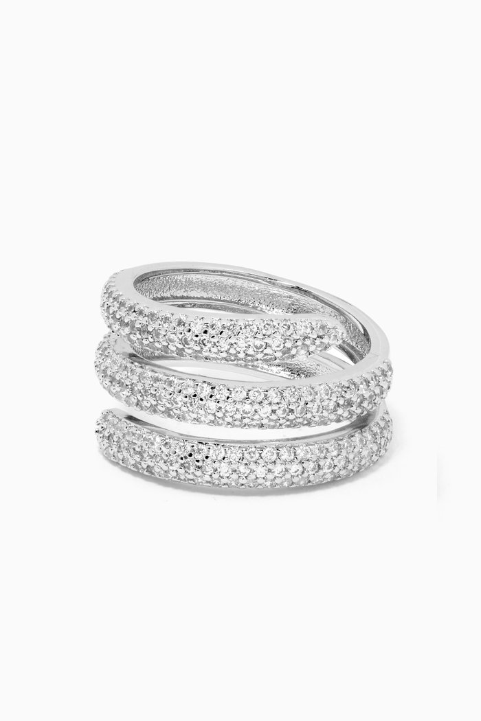 

Triple Swirl CZ Ring, Silver