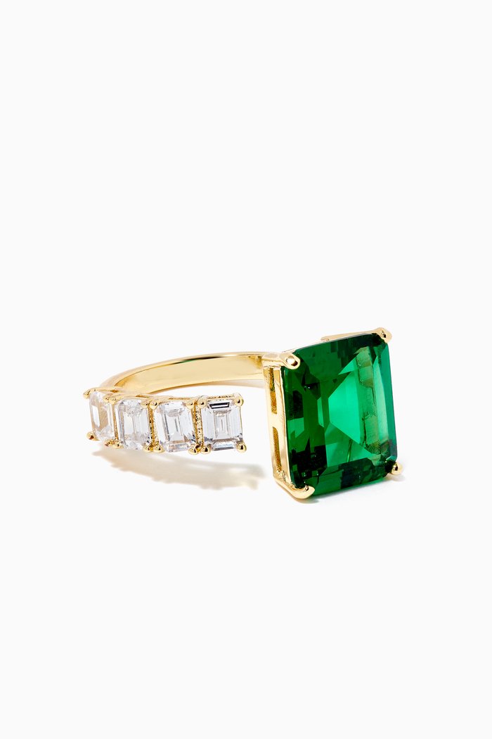 

CZ Emerald Open Ring, Green