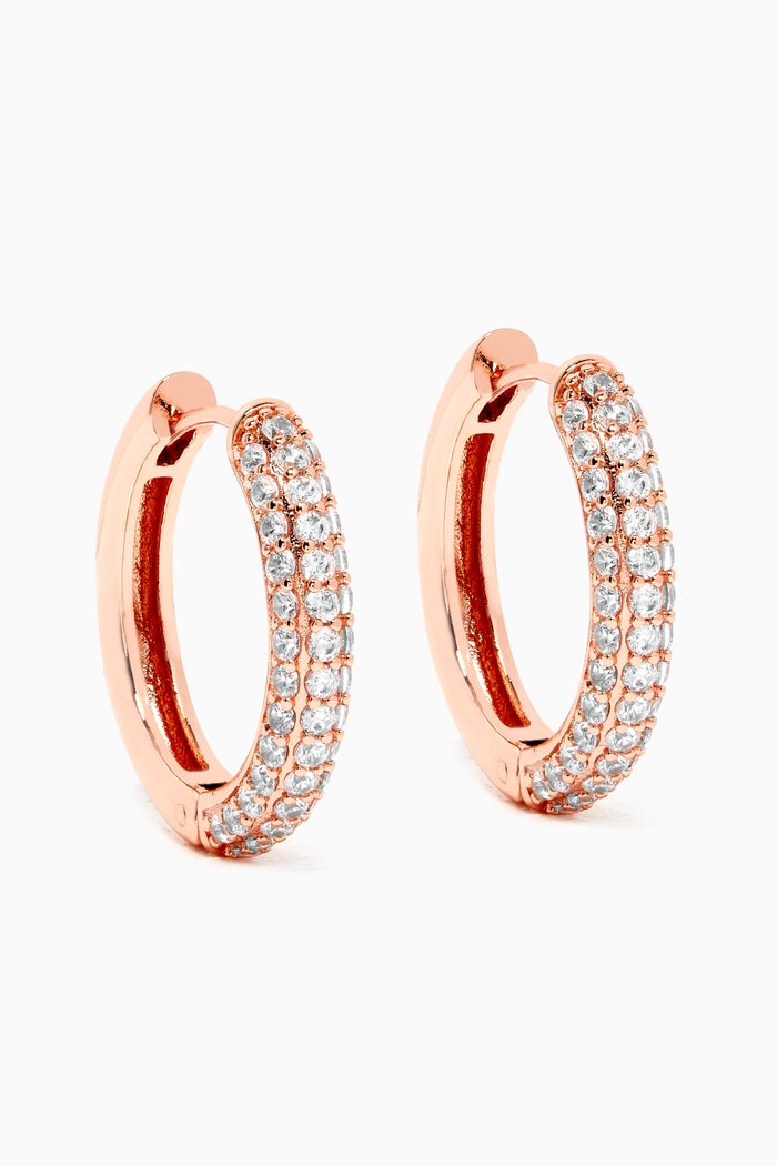 

CZ Huggie Earrings, Rose gold