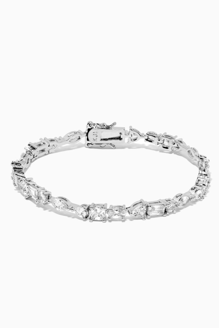 

Multi Shape CZ Stone Tennis Bracelet, Silver