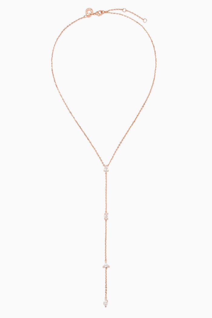 

CZ Station Lariat Necklace, Rose gold