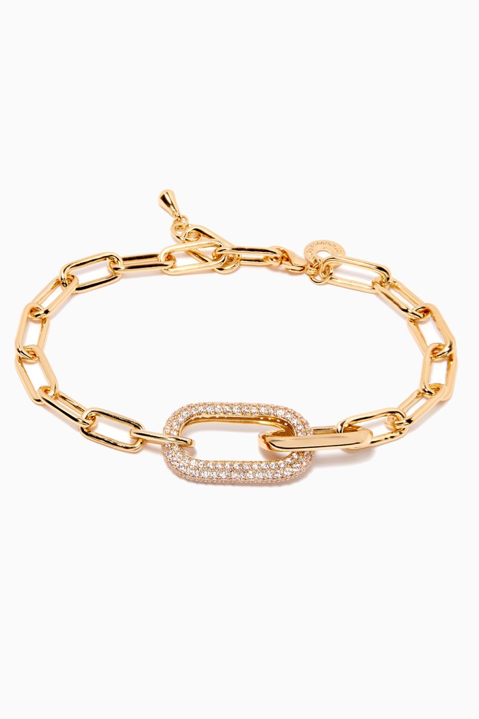 

Pavé CZ Oval Link Bracelet, Gold