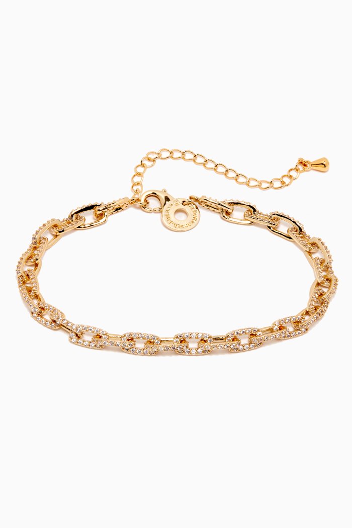 

Pavé CZ Link Chain Bracelet, Gold