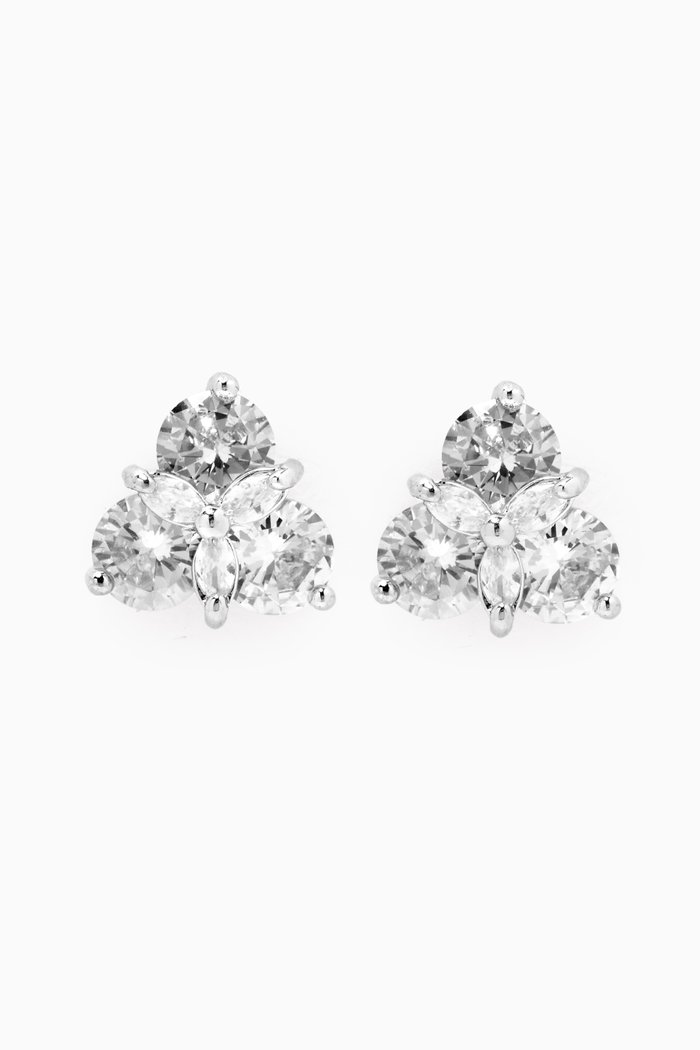 

Round CZ Stud Earrings, Silver