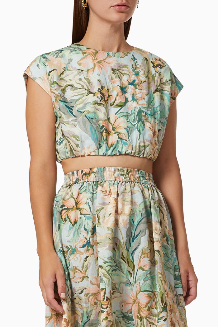 

Margot Crop Top in Linen, Multicolour