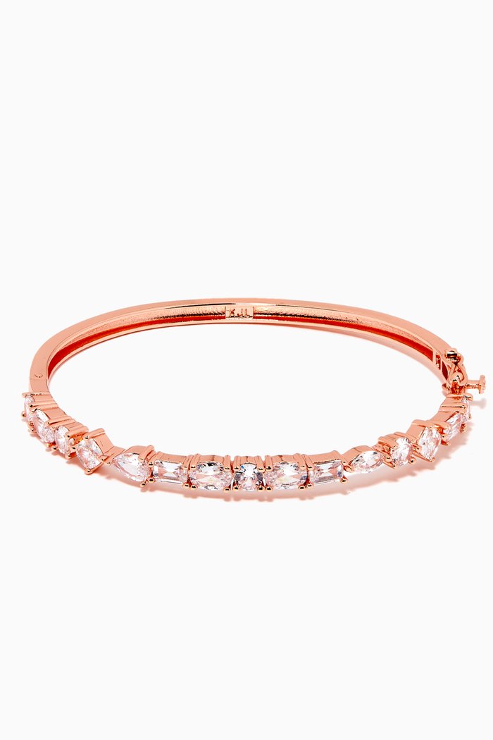 

Multi Shape CZ Stone Bangle, Rose gold