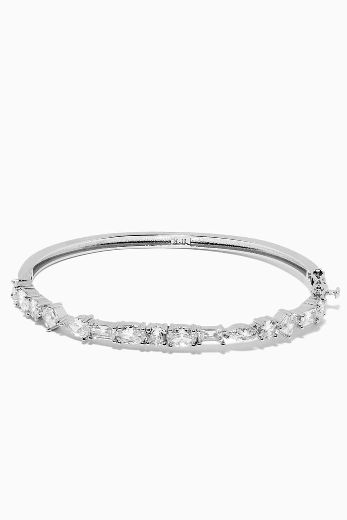 

Multi Shape CZ Stone Bangle, Silver