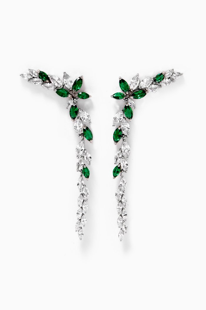 

Marquise CZ Climber Earrings, Green