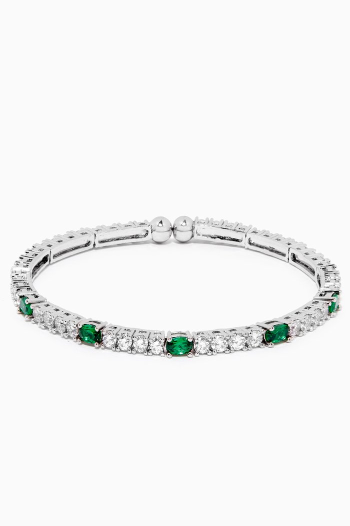 

Emerald CZ Stone Flex Bangle, Green