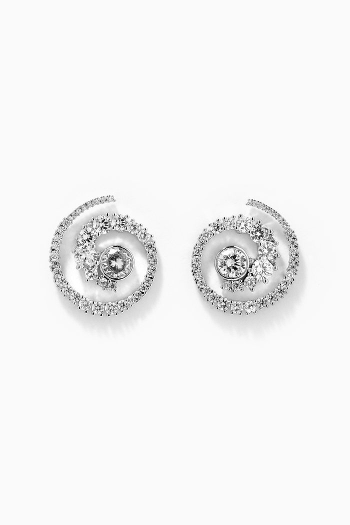 

CZ Spiral Stud Earrings, Silver