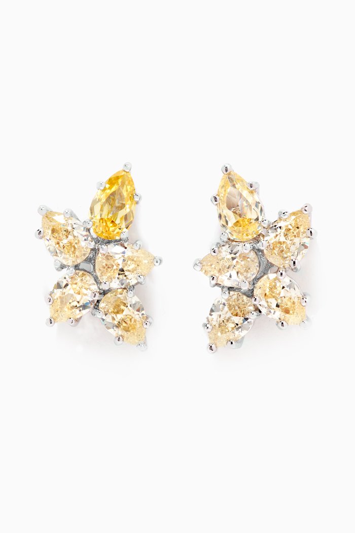 

Pear CZ Cluster Stud Earrings, Yellow