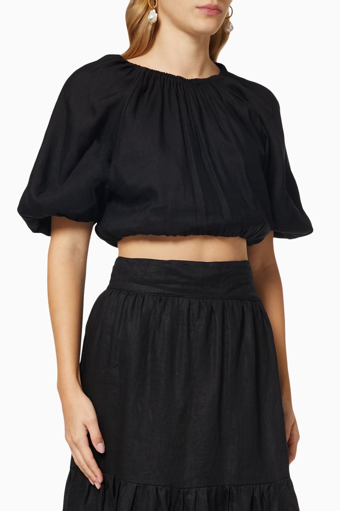 

Fara Shirt in Linen Blend, Black