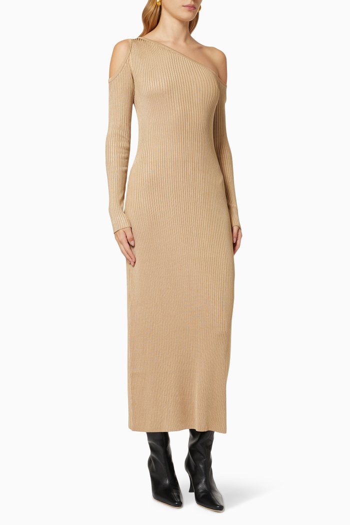

Belle Dress in Ribbed Knit, Neutral