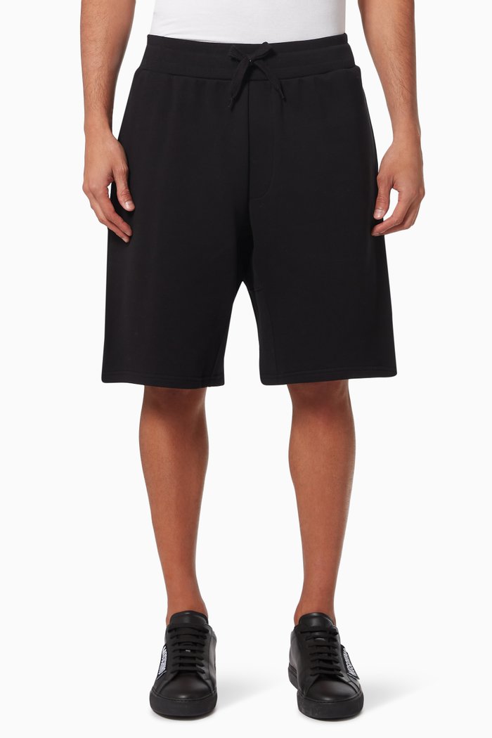 

Symbols Print Shorts in Cotton Fleece, Black