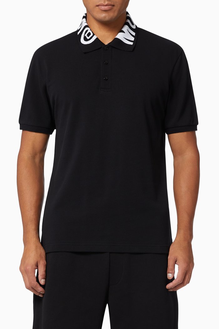 

Symbols Logo Polo Shirt in Cotton Piqué, Black