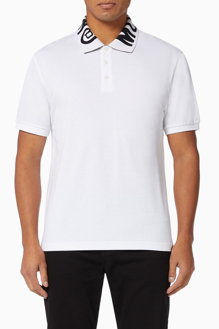 

Symbols Logo Polo Shirt in Cotton Piqué, White