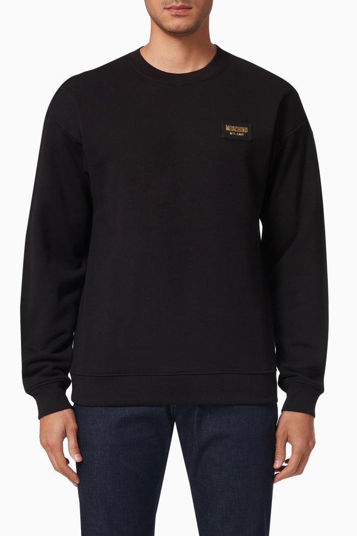 

Label Sweatshirt in Cotton Poplin, Black