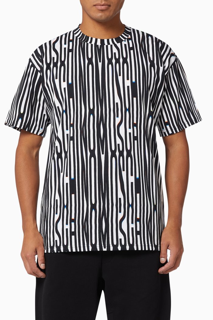 

Warped Glitch Logo T-shirt in Cotton Jersey, Black