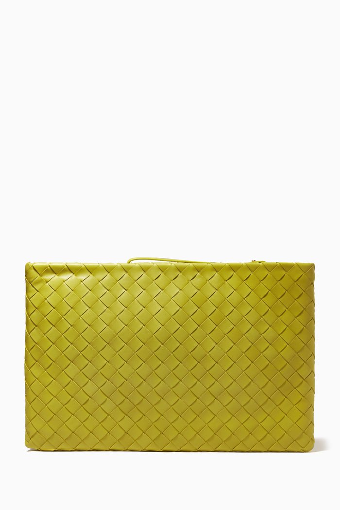 

Large Pouch in Intrecciato Nappa, Yellow