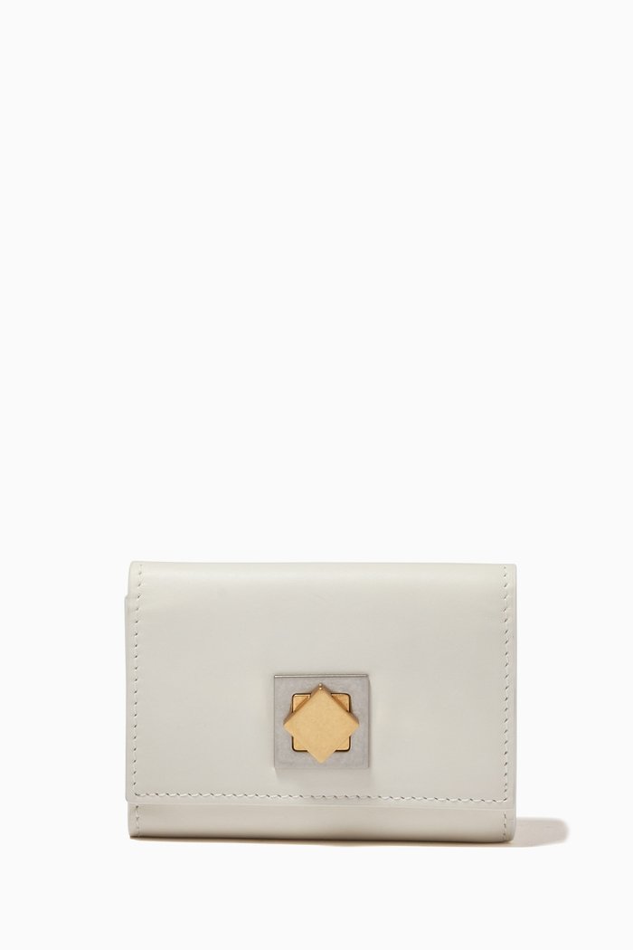 Tri-fold Wallet in French Calf, White