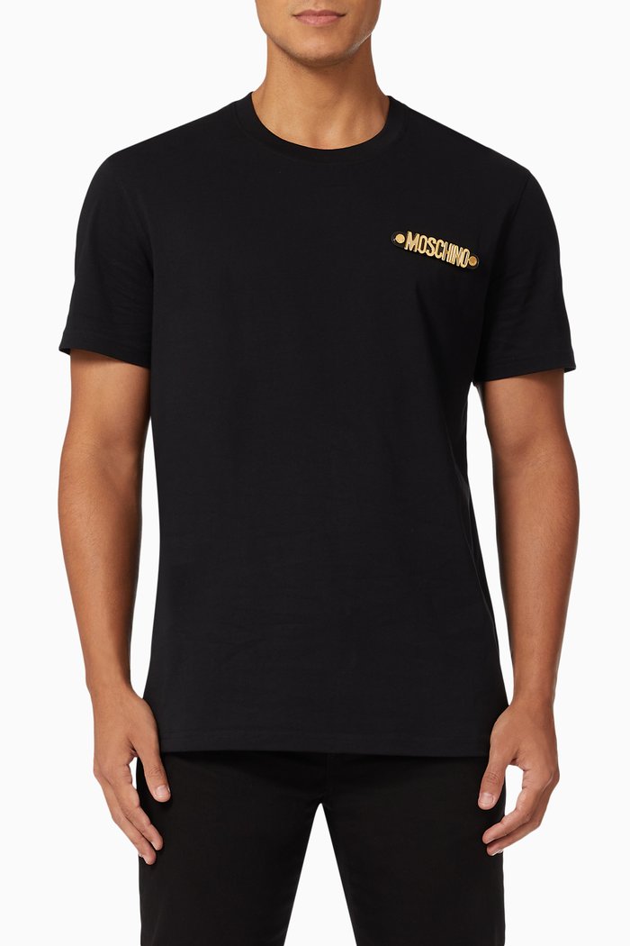

Logo Lettered T-shirt in Cotton, Black