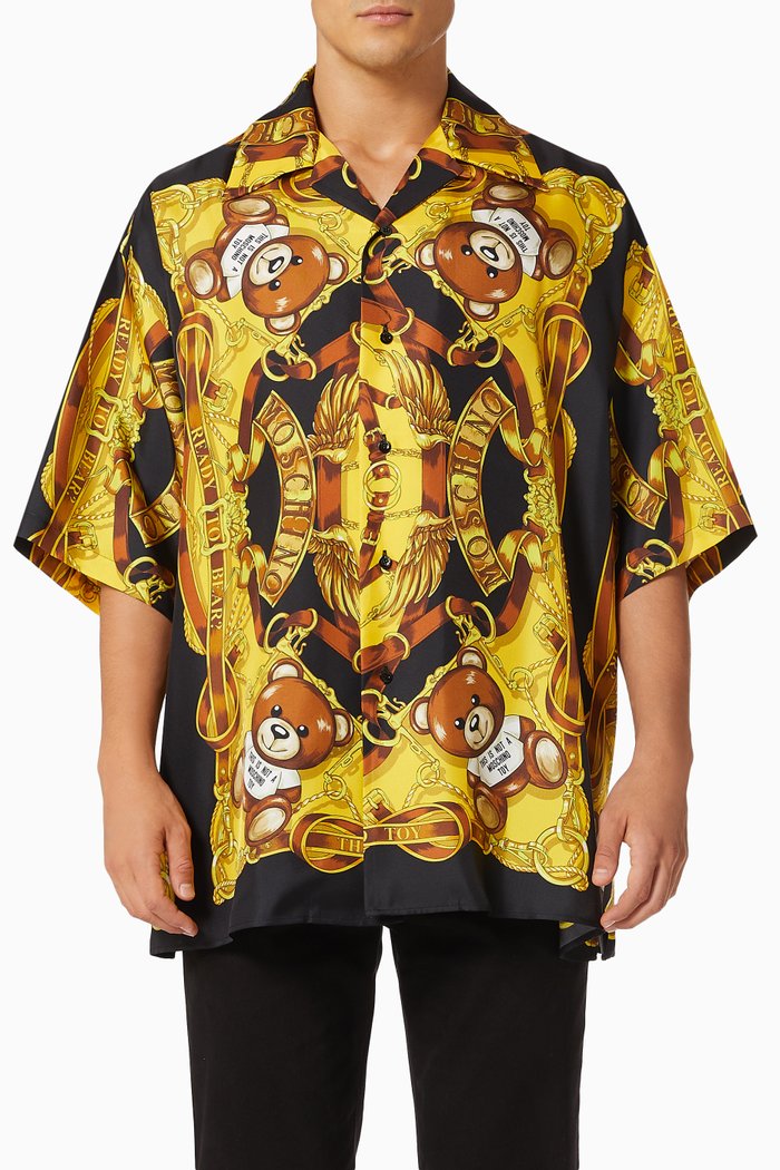 Teddy Shirt in Scarf Silk Twill, Black