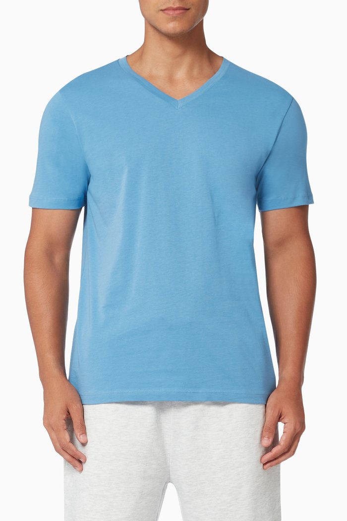 Miami V-Neck T-shirt in Jersey, Blue