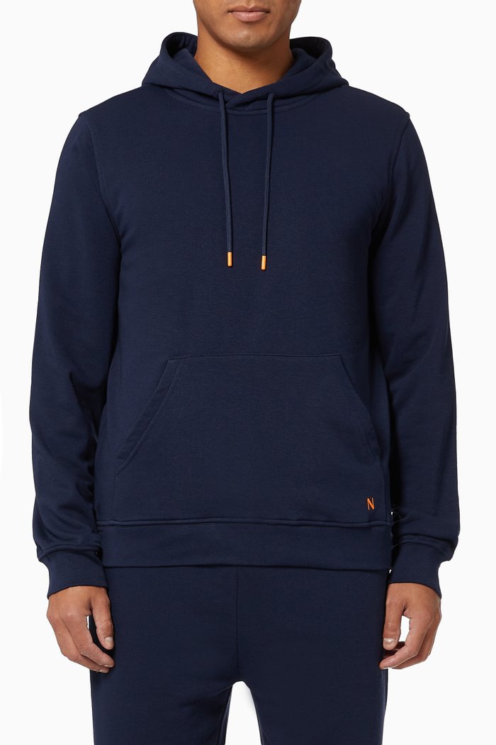 

New York Slim Fit Hoodie in Lightweight Cotton, Blue