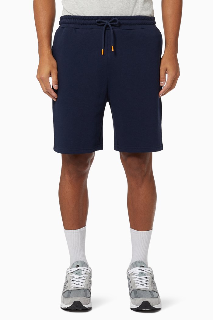 Los Angeles Slim Fit Sweat Shorts in Lightweight Cotton, Blue