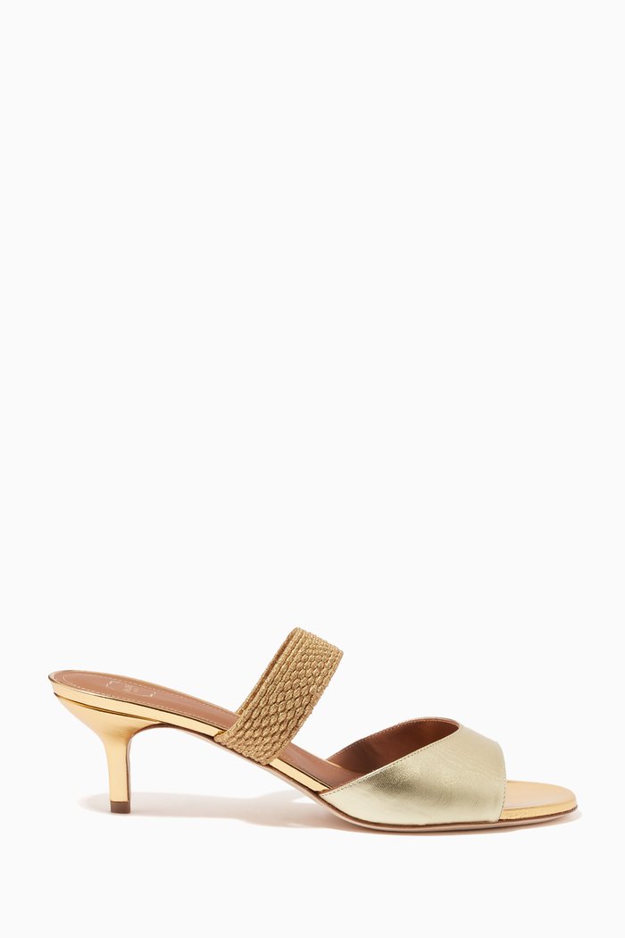 

Milena 45 Mules in Metallic Nappa, Gold