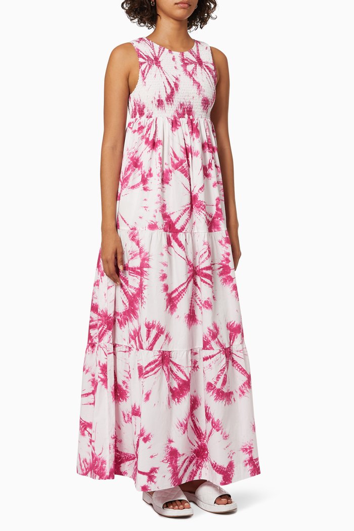 

Tie-dye Maxi Dress in Cotton, Pink
