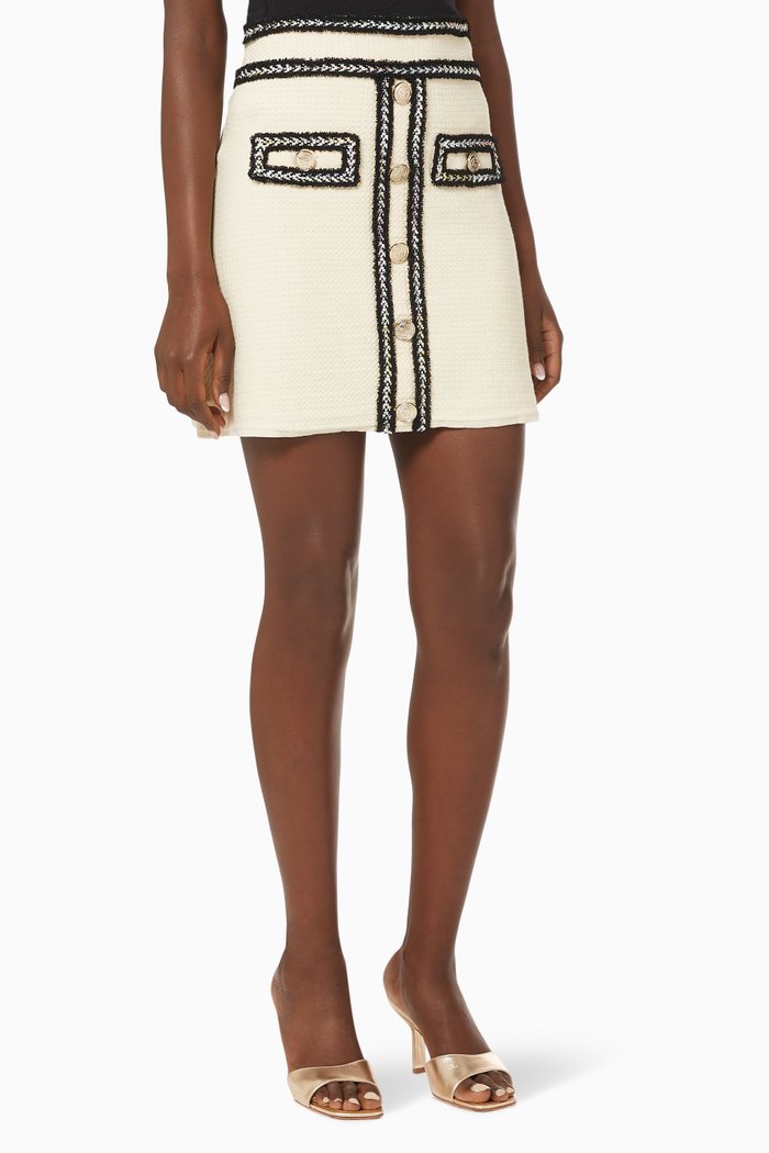 

Fitness Mini Skirt with Metal Buttons, White