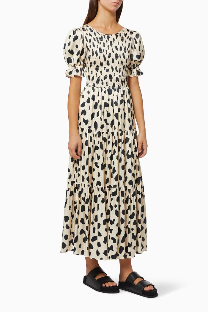 

Persephone Shirred Floral Dress in Viscose, Multicolour