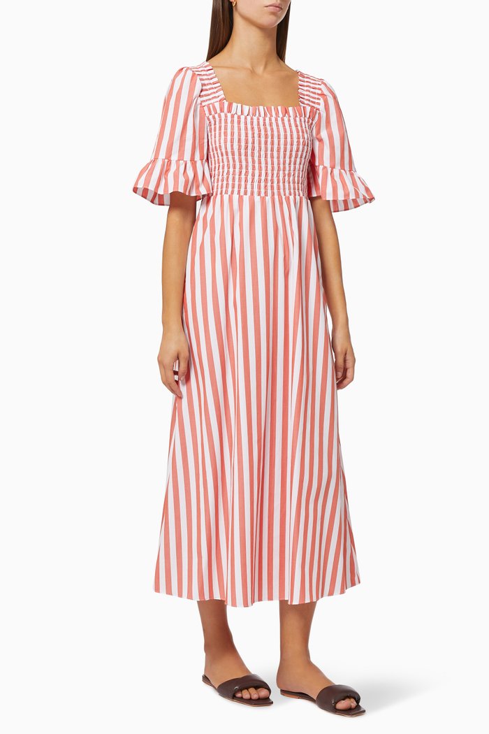

Arabella Striped Dress in Cotton, Pink