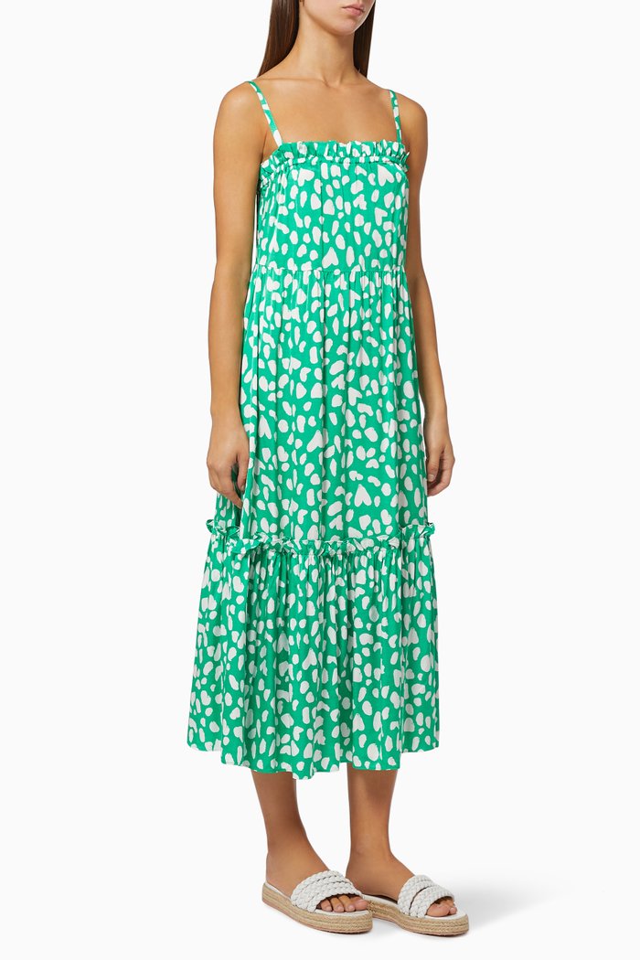 

Amaya Animal Heart Midi Dress in Viscose, Green