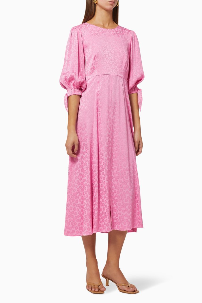 

Lorelle Dress in Floral Jacquard, Pink